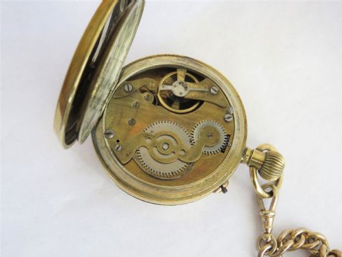 fig 1. Unusual Railway Timekeeper pocket watch & chain