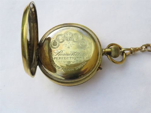 fig 2. Unusual Railway Timekeeper pocket watch & chain