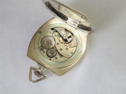 1923 SILVER TONNEAU SHAPED ART DECO POCKET WATCH - ADDITIONAL PHOTO 1