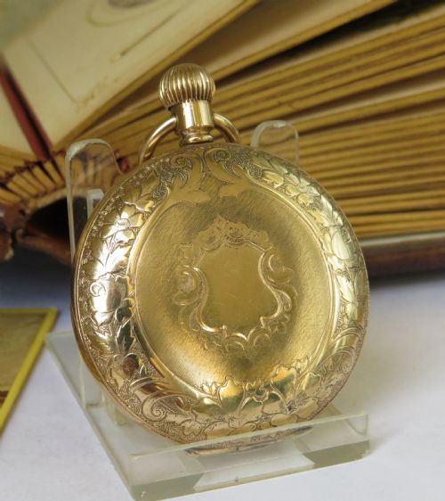 fig 1. 1920s ornate full hunter pocket watch