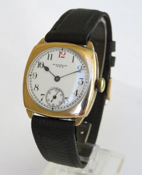 fig 1. Gents 9ct gold Waltham wrist watch, 1931