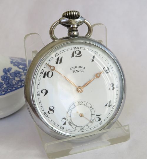 fig 1. 1920s Chrono PWC pocket watch by Perfecta