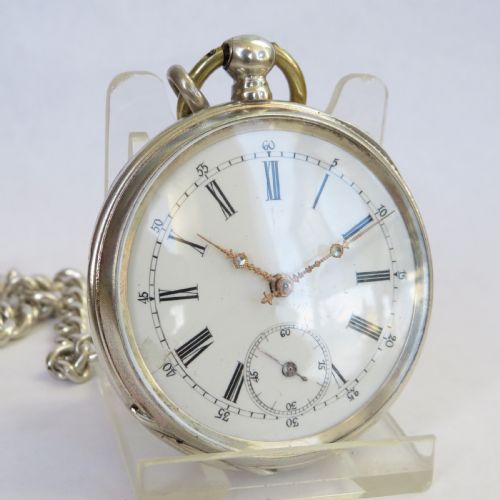 fig 1. Antique silver pocket watch and chain