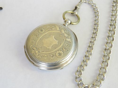 fig 2. Antique silver pocket watch and chain