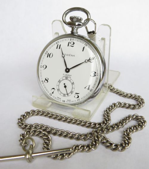 1950s Tidéna Pocket Watch and Chain