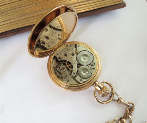 fig 1. Antique 1906 Waltham pocket watch and chain