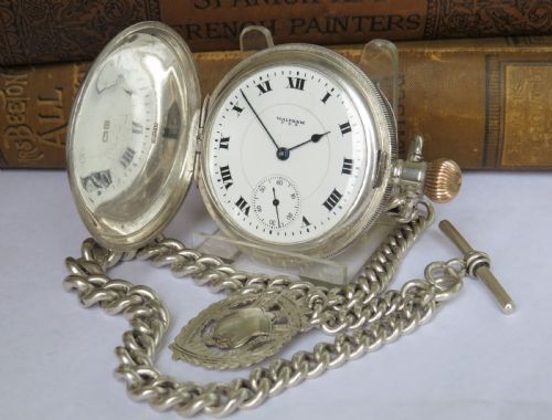 Waltham Royal Silver Hunter Pocket Watch & Chain