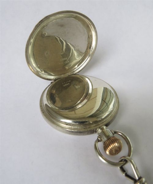 fig 3. Waltham Royal silver hunter pocket watch & chain