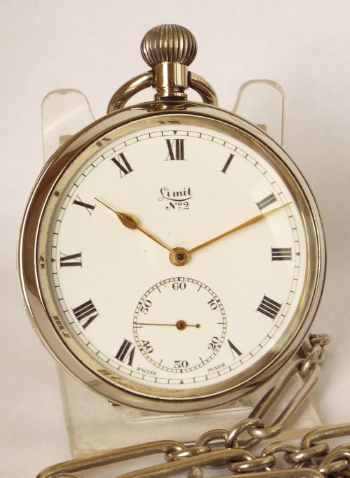 fig 1. A 1930s Limit No 2 pocket watch and chain.