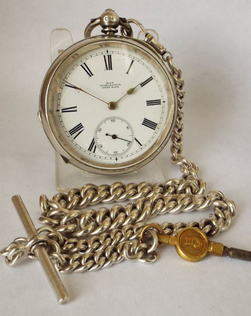 An Antique Kays Silver Pocket Watch with Silver Albert.