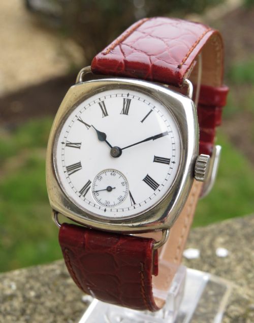 fig 1. Gents silver Omega wrist watch, c1920