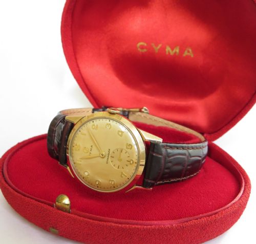fig 1. Gents 9ct gold Cyma wrist watch, 1956