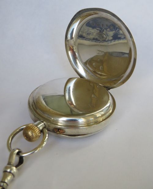 fig 2. Antique silver pocket watch and chain, c1900