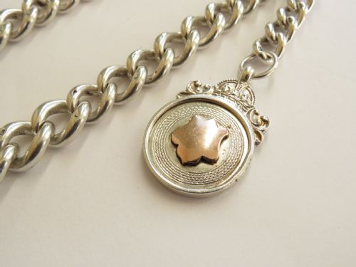 fig 1. Heavy antique silver pocket watch chain, 1900