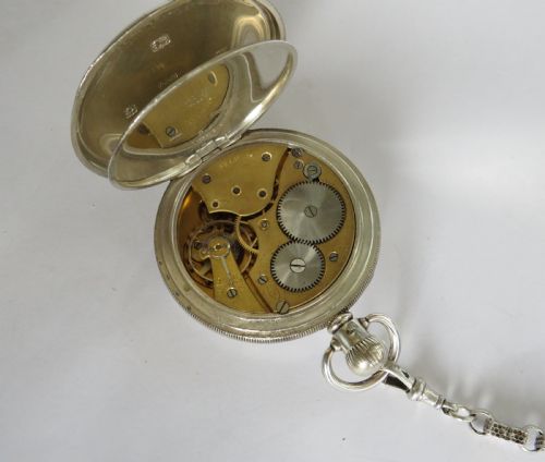 fig 2. Antique silver 1919 Selezi pocket watch and chain