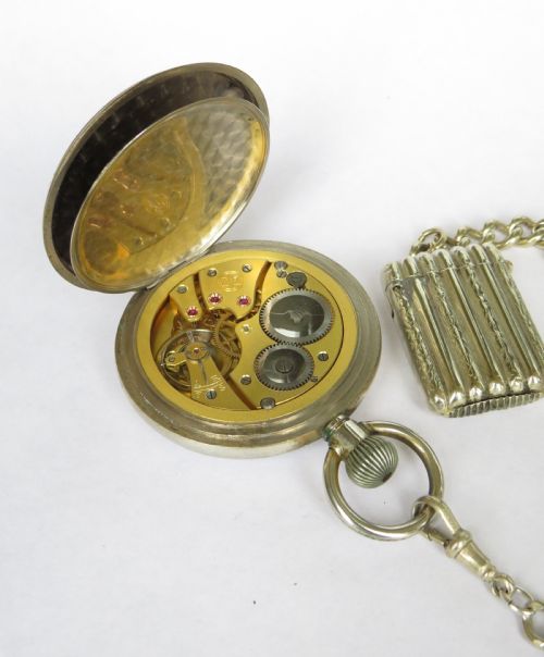 fig 3. 1930s West End Watch Co 'Pioneer' watch and chain