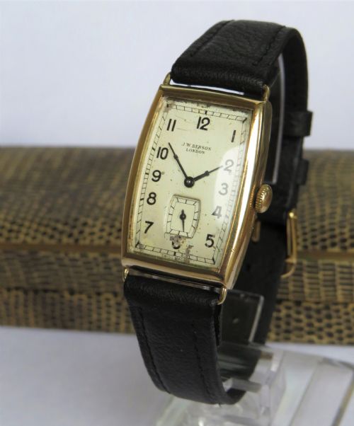 fig 1. Gents boxed 9ct gold wristwatch from J W Benson