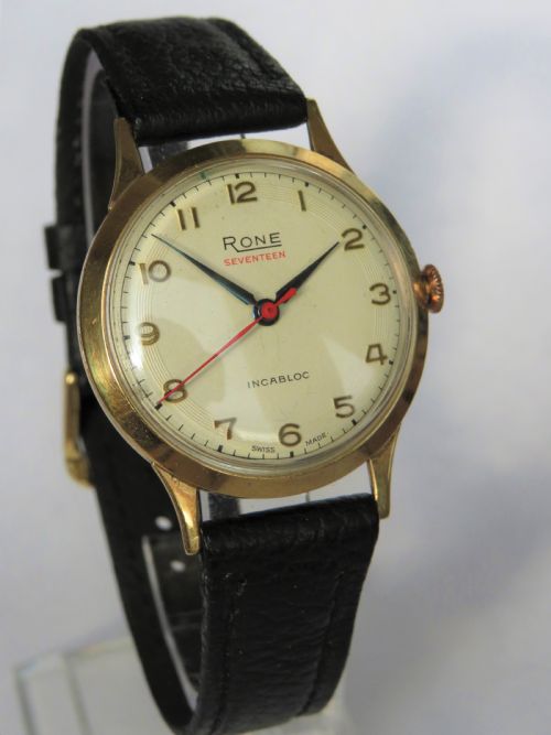 fig 1. Gents 9 carat gold Rone wrist watch, 1960