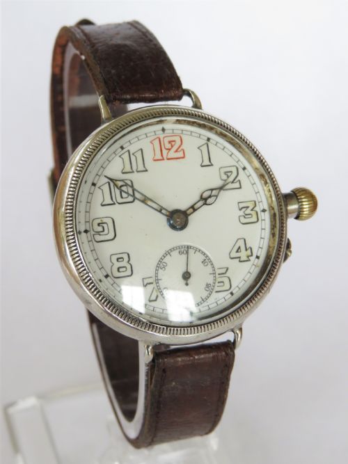 fig 1. Antique silver Borgel cased trench watch, 1915