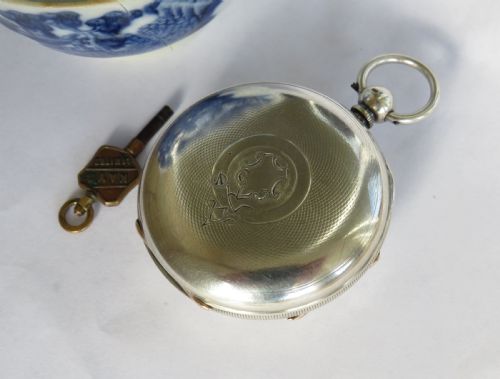 fig 2. Antique silver fusee pocket watch, Fattorini