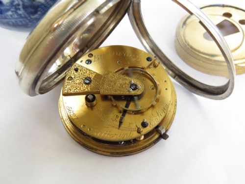 fig 3. Antique silver fusee pocket watch, Fattorini