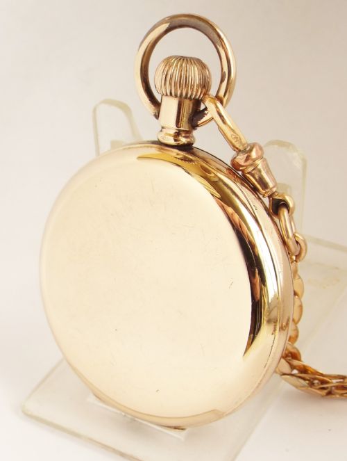 fig 1. Antique 1907 Waltham Traveler pocket watch and chain.