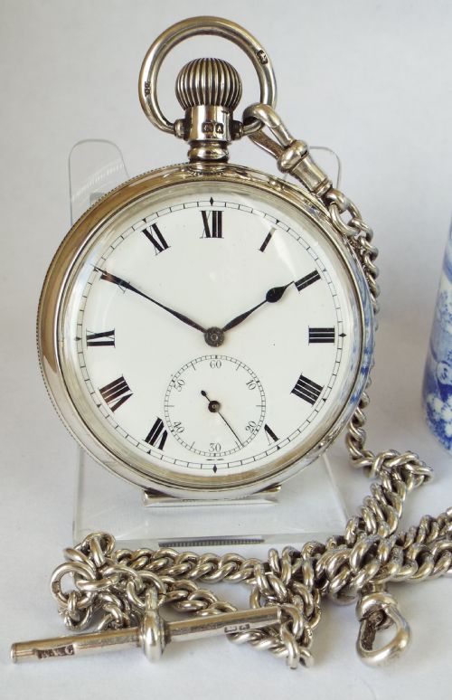 Silver 'The Comet' Pocket Watch and Chain, 1925.