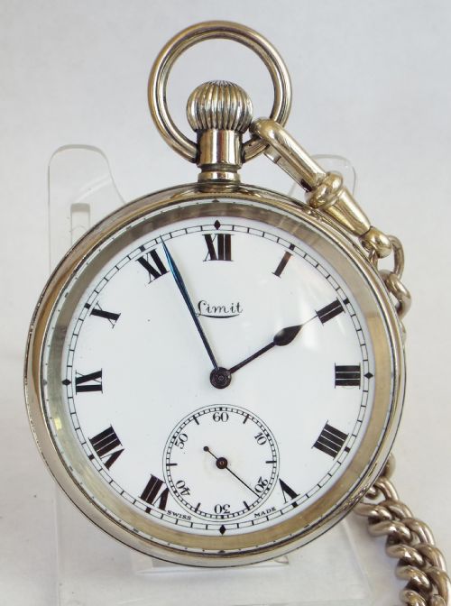 fig 1. 1920s Limit pocket watch and chain.