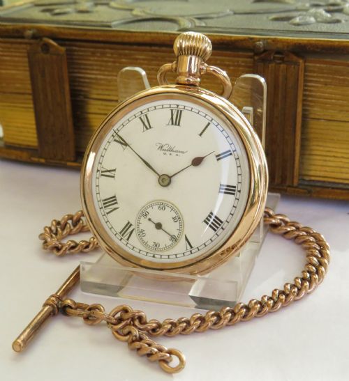 Antique Stem Winding Waltham Pocket Watch & Chain.