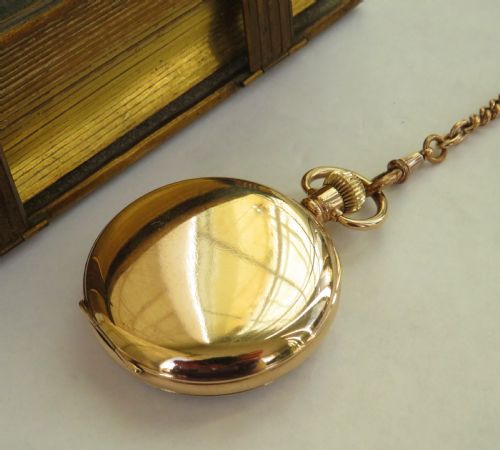fig 1. Antique stem winding Waltham pocket watch & chain.