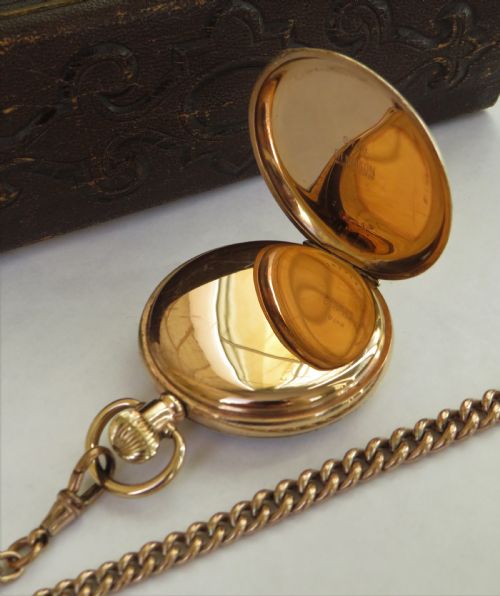 fig 2. Antique stem winding Waltham pocket watch & chain.
