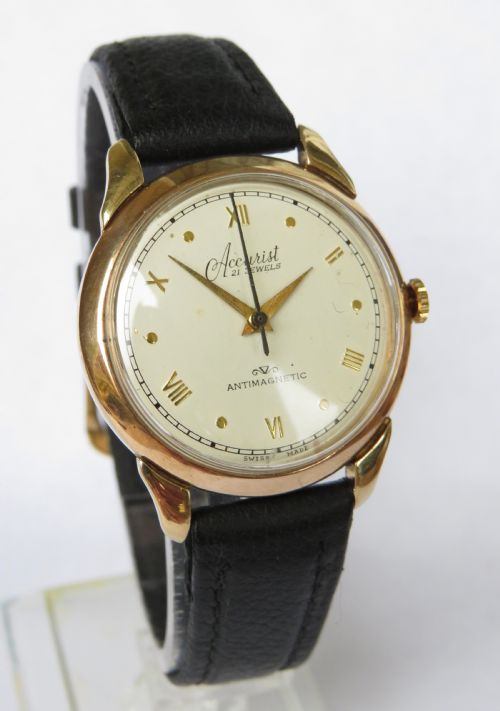 Gents 9ct Gold Accurist Wrist Watch, 1948