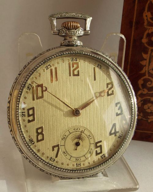 A 1930s Art Deco Stem Winding Pocket Watch.