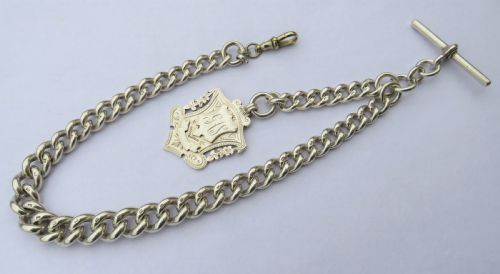Antique Goliath Silver Pocket Watch Albert and Fob