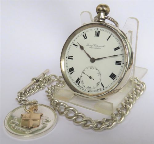1918 Silver James Wadsworth Pocket Watch & Chain