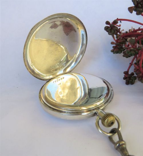 fig 2. Antique silver Electa half hunter pocket watch & chain