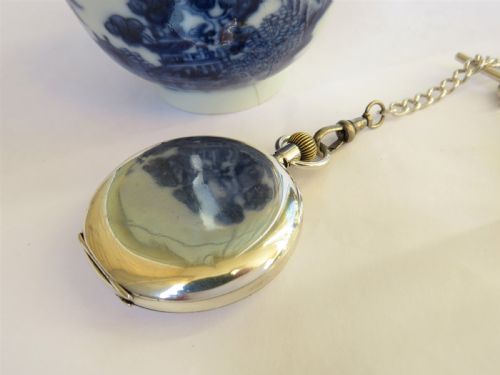 fig 4. Antique silver Electa half hunter pocket watch & chain