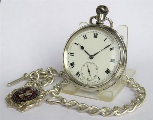 1921 Cyma Silver Pocket Watch and Chain