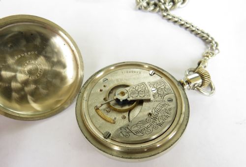 fig 2. Antique 1902 Waltham pocket watch and chain