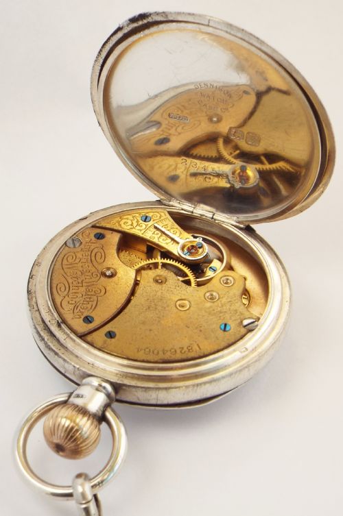 fig 3. A lady’s antique silver Waltham fob watch and chain.