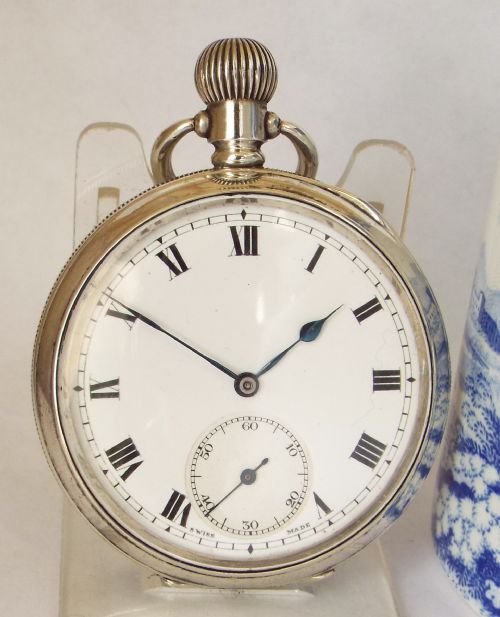 A 1920s Silver Terminus Pocket Watch by Tavannes Watch Company.