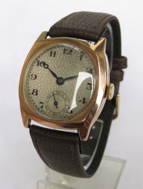 fig 1. Gents 9ct rose gold Buren wrist watch, 1938.