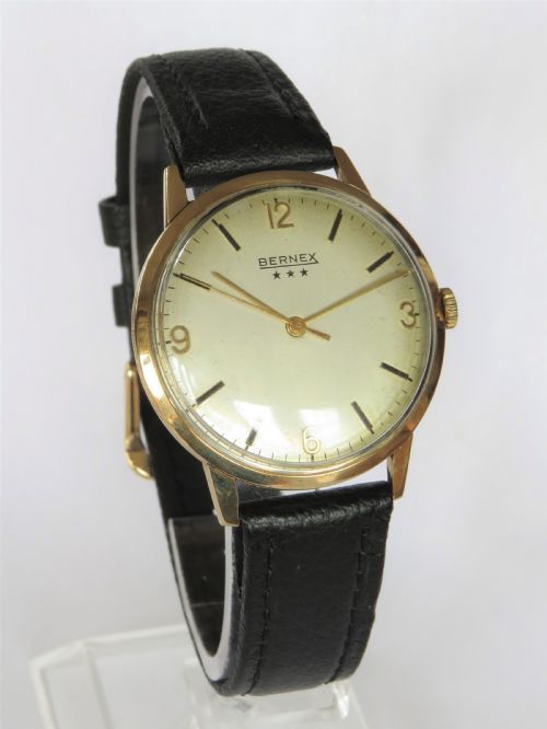 fig 1. Gents 9ct gold Bernex wrist watch, 1966