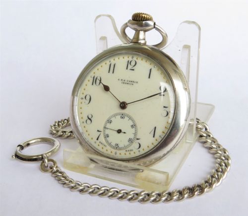 Antique Silver Omega Pocket Watch and Chain