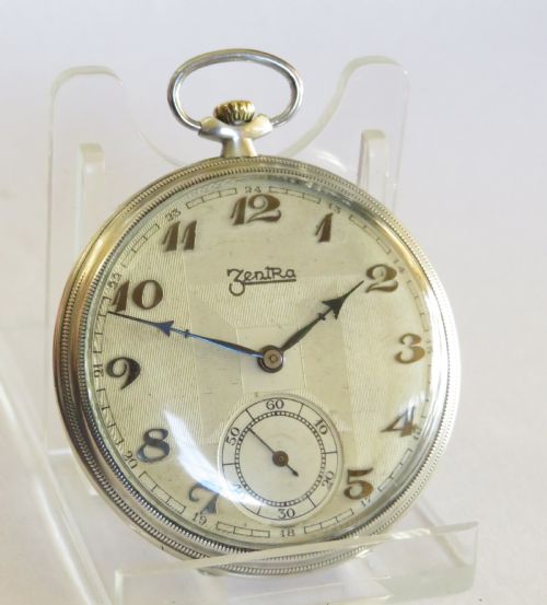 Art Deco Zentra Silver Pocket Watch.