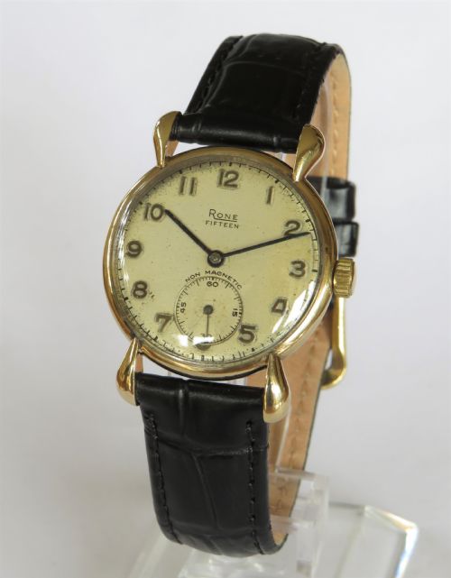 Mid-size 9ct Gold Rone Fifteen Wrist Watch, 1947