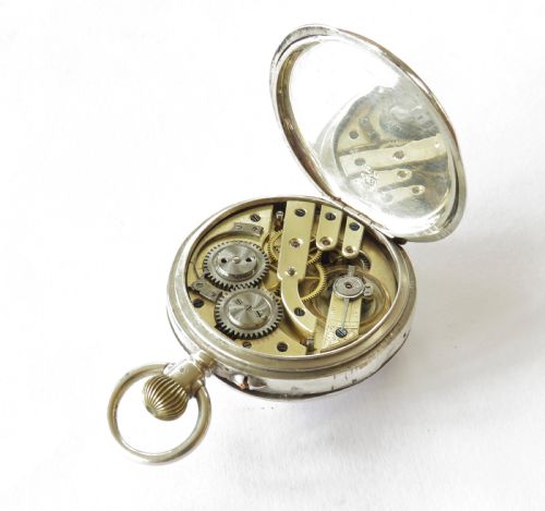 fig 2. Antique pin-set silver pocket watch, 1885
