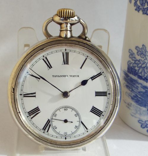 An Unusual Antique Silver Borgel Cased Tavannes Pocket Watch.
