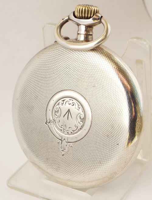 fig 1. An unusual antique silver Borgel cased Tavannes pocket watch.