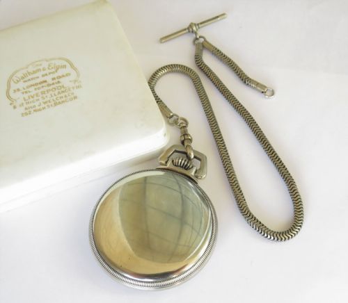 fig 3. Antique Waltham pocket watch and chain